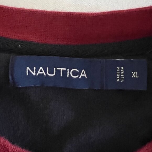 Nautica Red Fleece Crewneck Deck Sweater - Picture 7 of 8